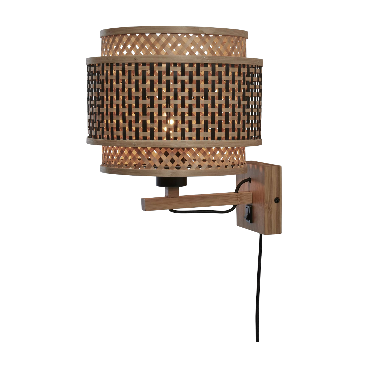 Lampe murale en bambou noir et naturel 25x20 cm Bhutan - Good & Mojo