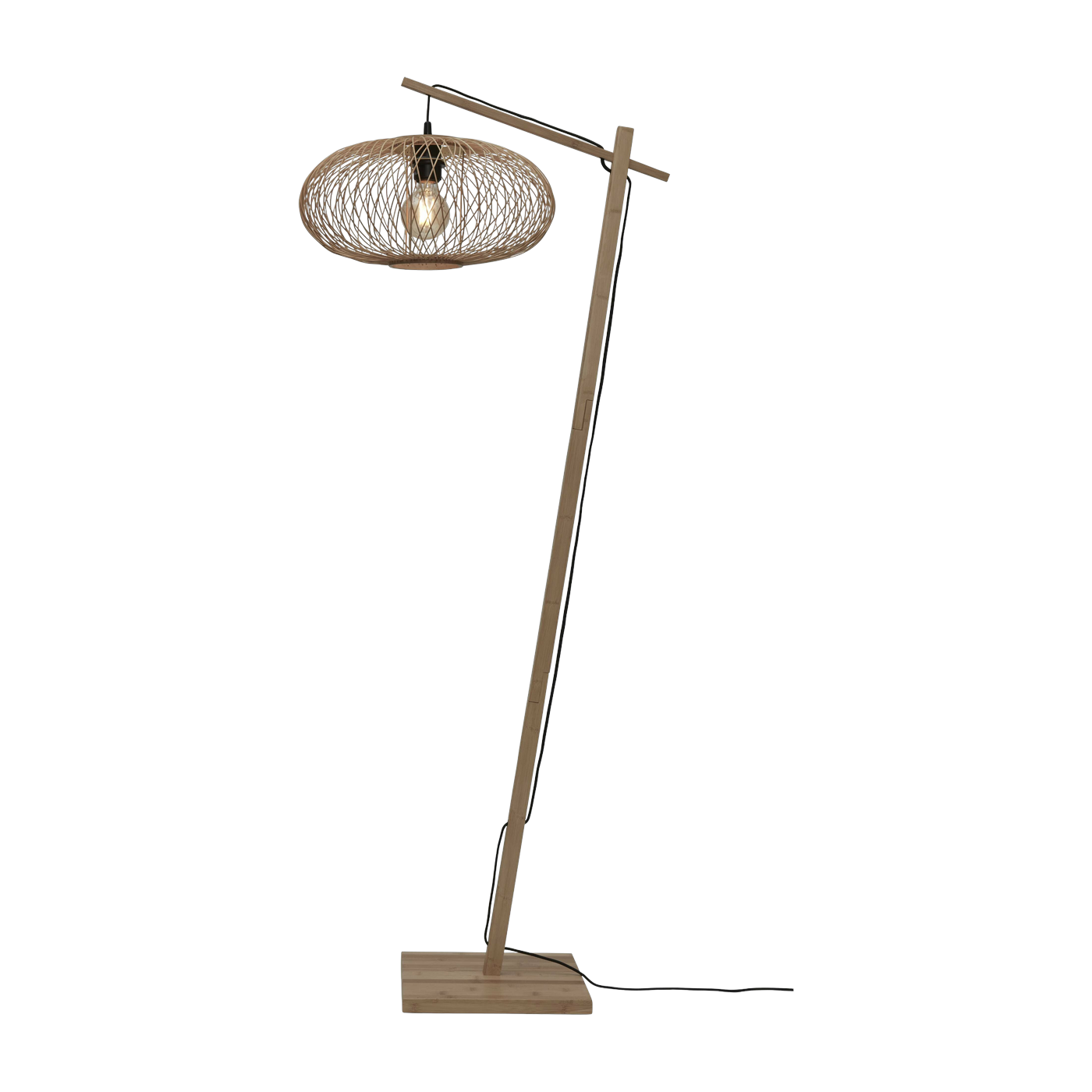 Lampadaire en bambou naturel avec abat-jour en bois naturel 150x40 cm Cango - Good & Mojo