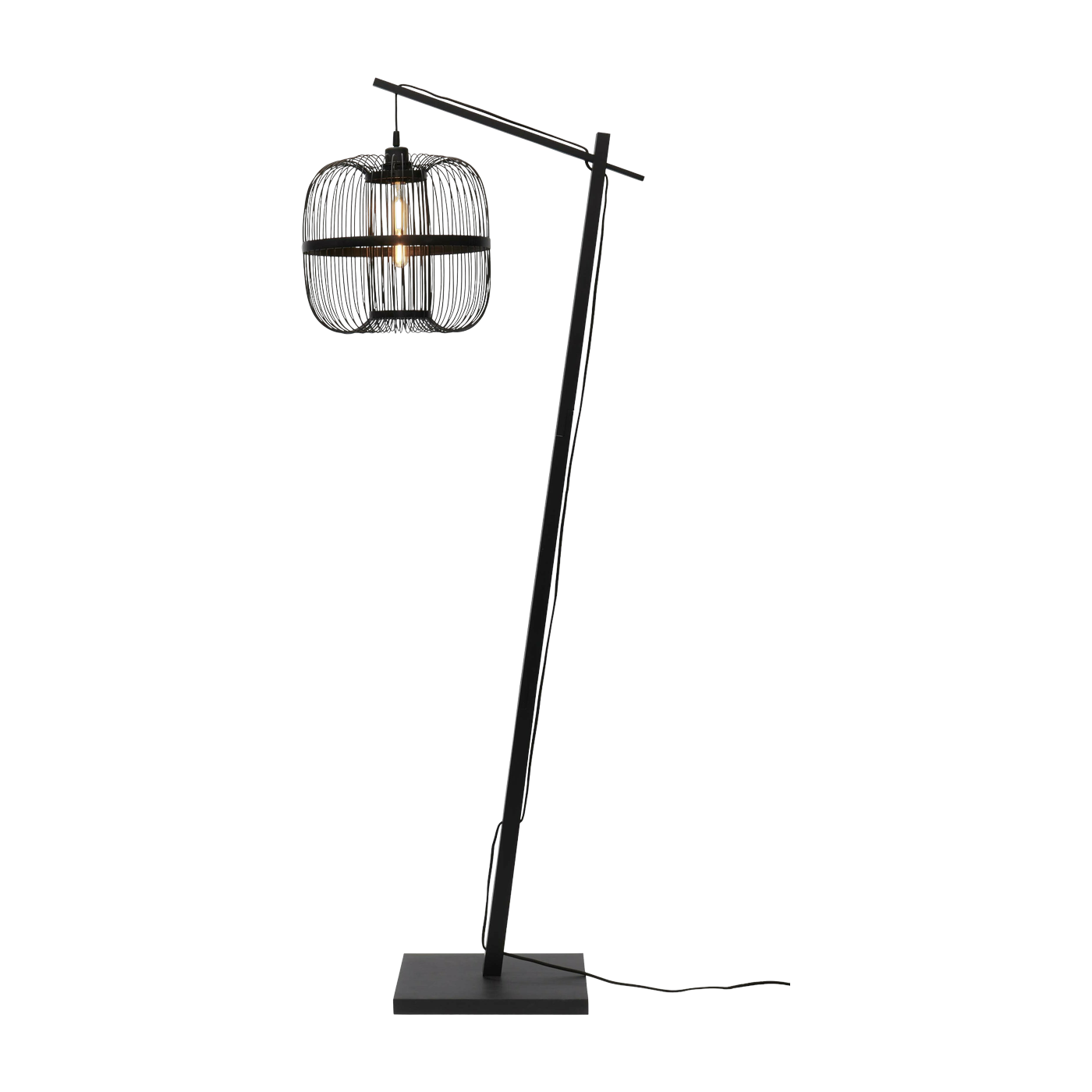 Lámpara de pie en bambú negro con pantalla en madera negra 176 x 38 cm Hokkaido - Good & Mojo