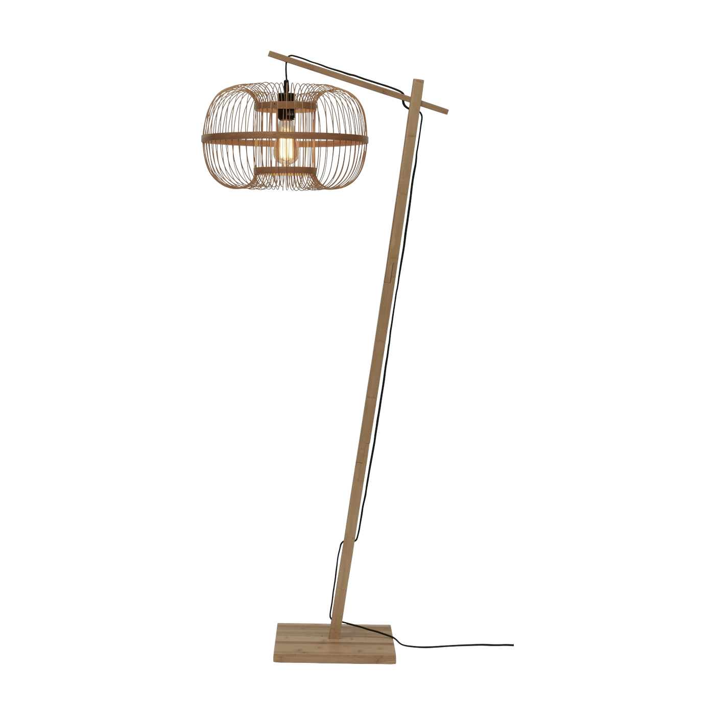 Lampadaire en bambou naturel avec abat-jour en bois naturel 150x25 cm Hokkaido - Good & Mojo