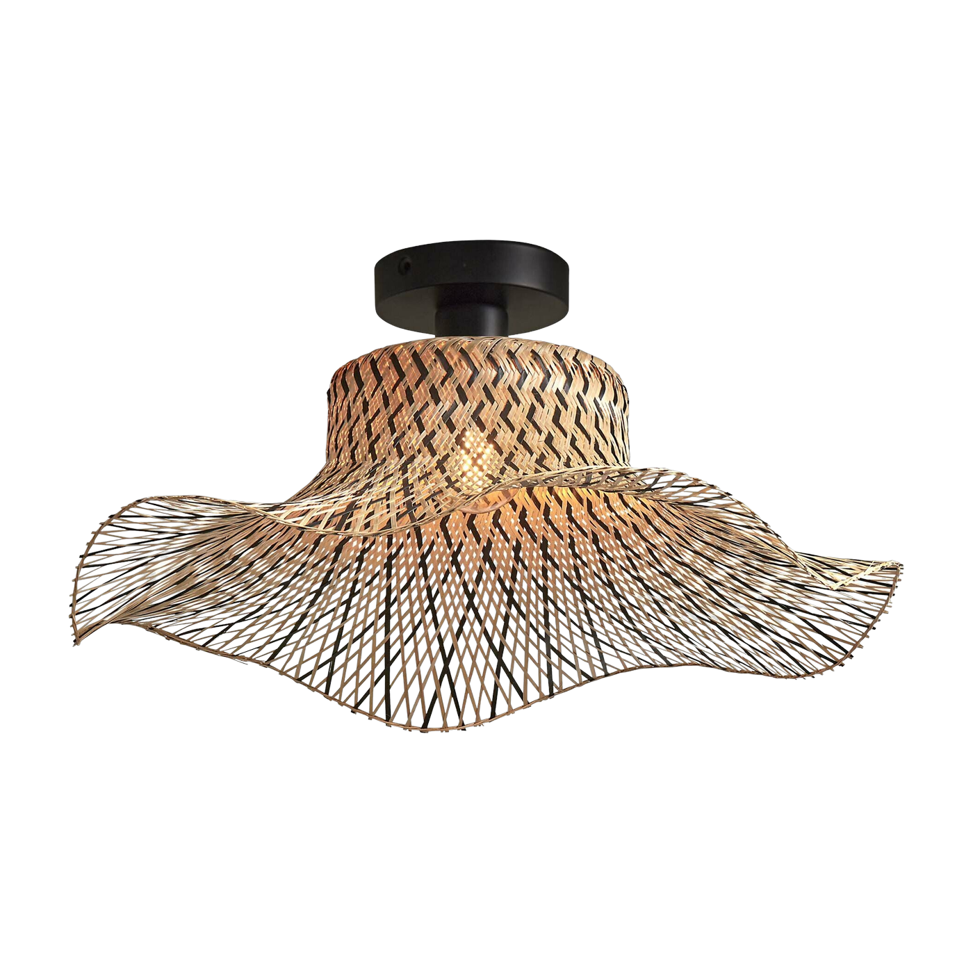 Plafonnier en bambou noir et naturel 50x15 cm Ibiza - Good & Mojo