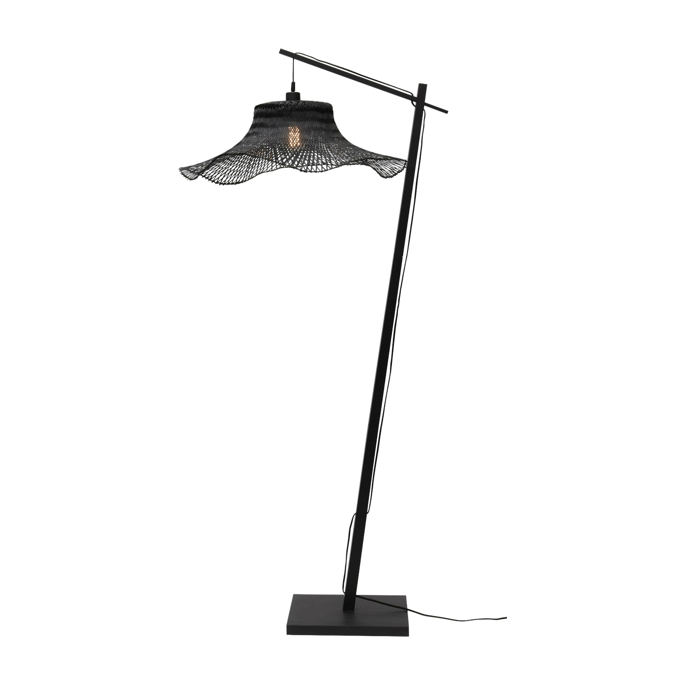 Lámpara de pie en bambú negro con pantalla en madera negra 176 x 65 cm Ibiza - Good & Mojo