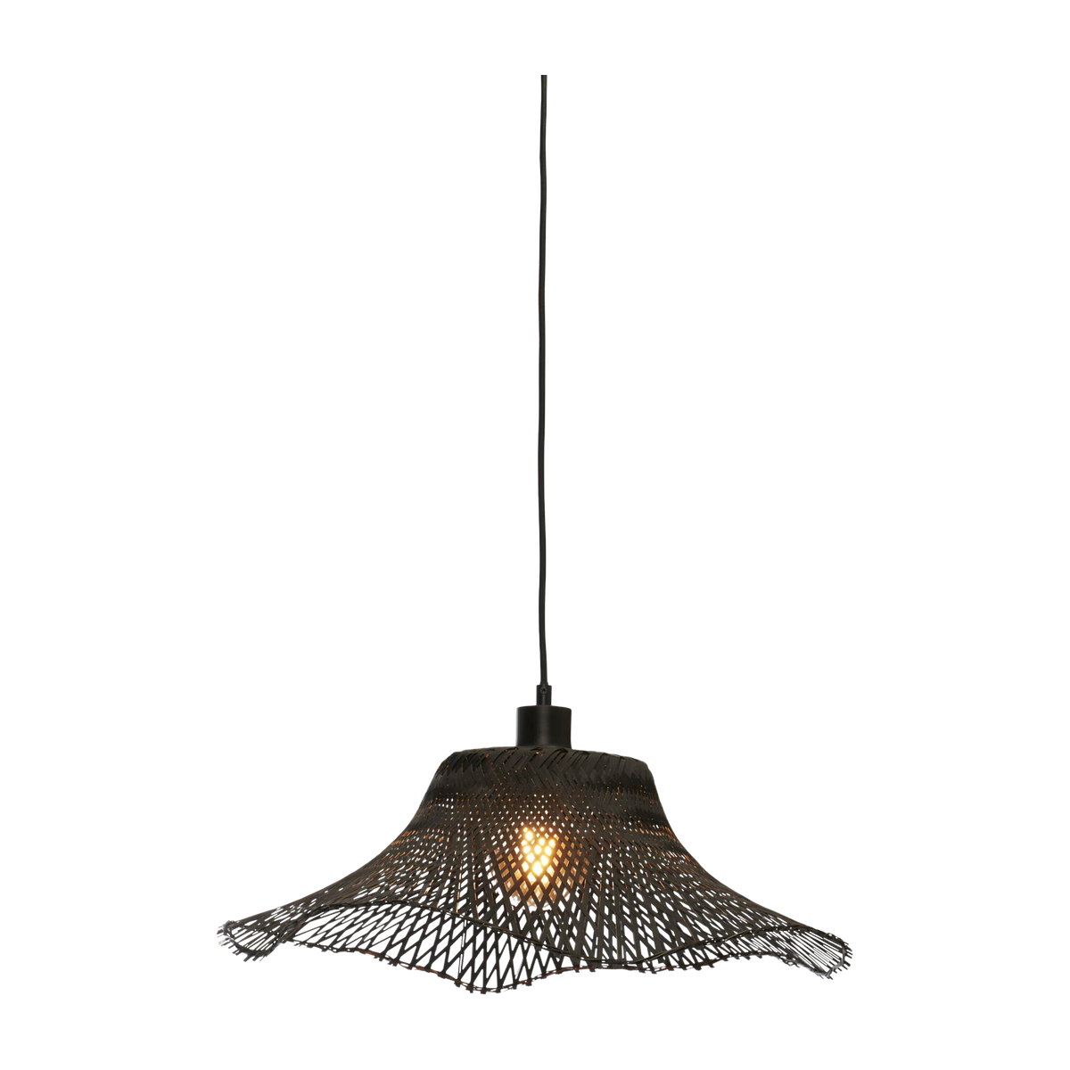 Lampada a sospensione Ibiza Bamboo Ondulato Dia. 50Xh. 15Cm Black. S - Good & Mojo