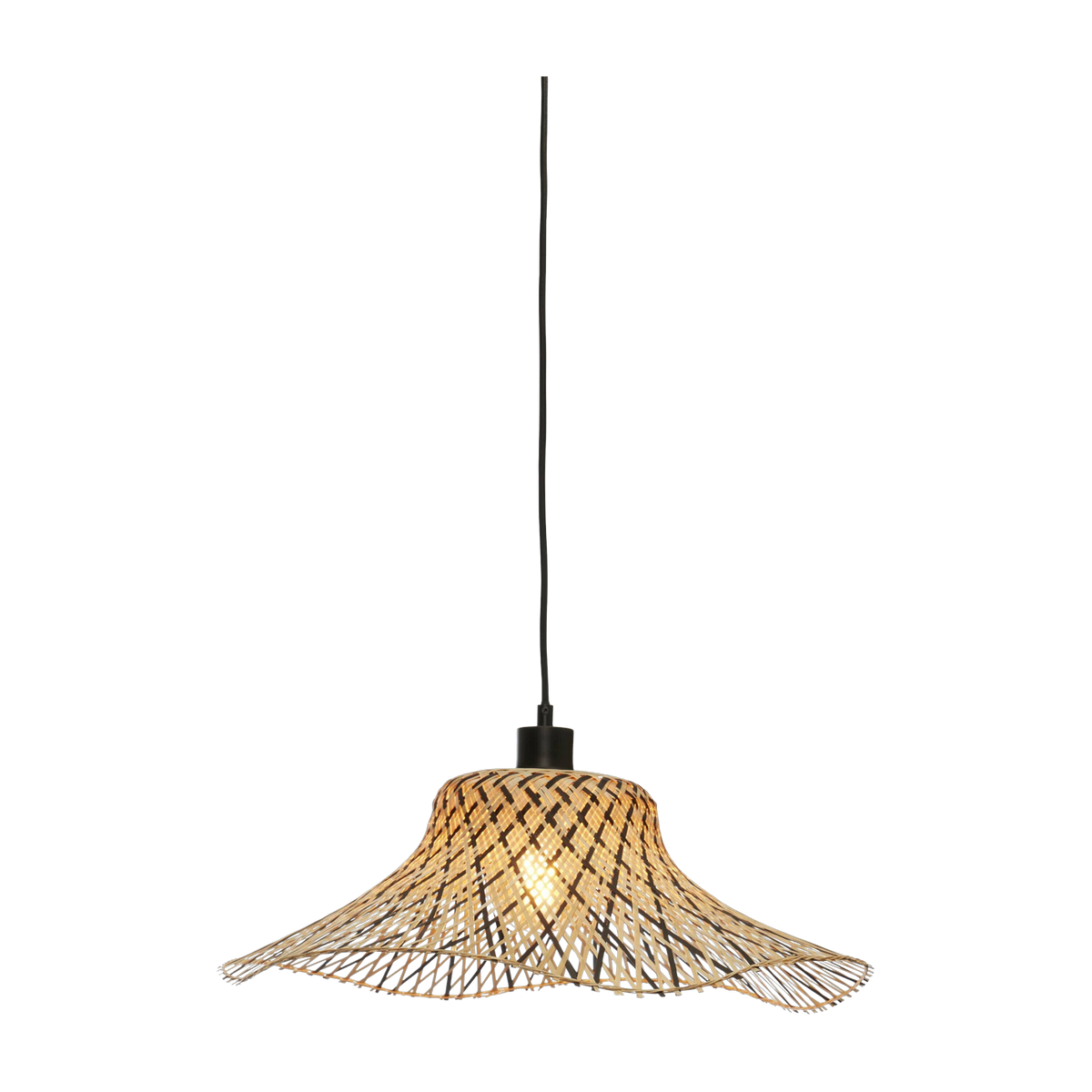 Lámpara colgante ondulada en bambú negro y natural 50 X 15 cm Ibiza - Good & Mojo
