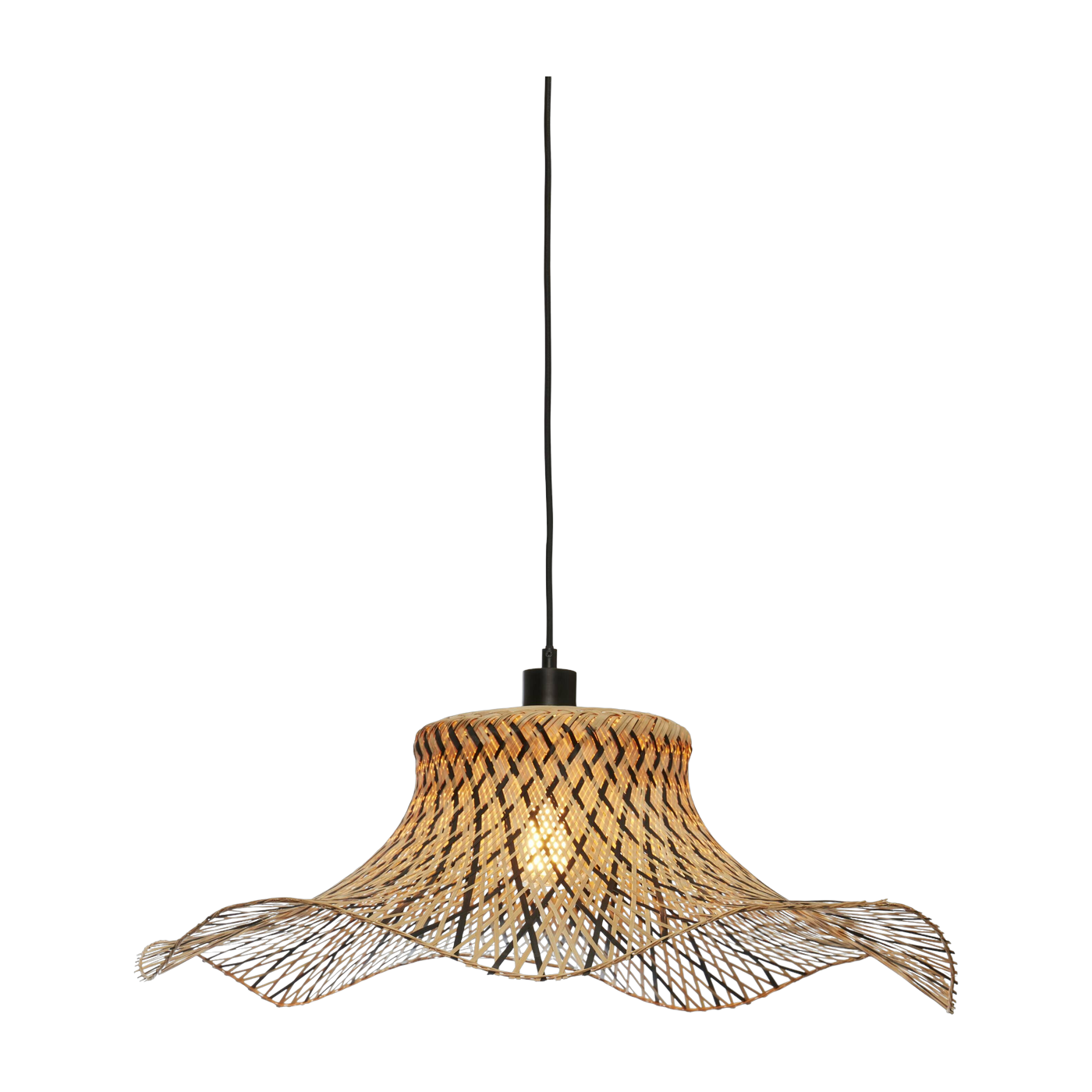 Lámpara colgante ondulada en bambú negro y natural 60 X 20 cm Ibiza - Good & Mojo