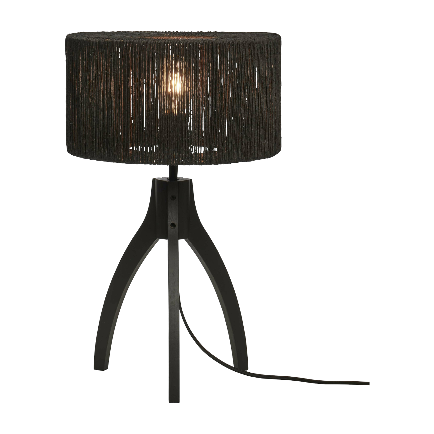 Table Lamp Iguazu 3 gambe Bamboo Bl. H. 40Cm/Shade 30X16Cm Jute. Black - Good & Mojo