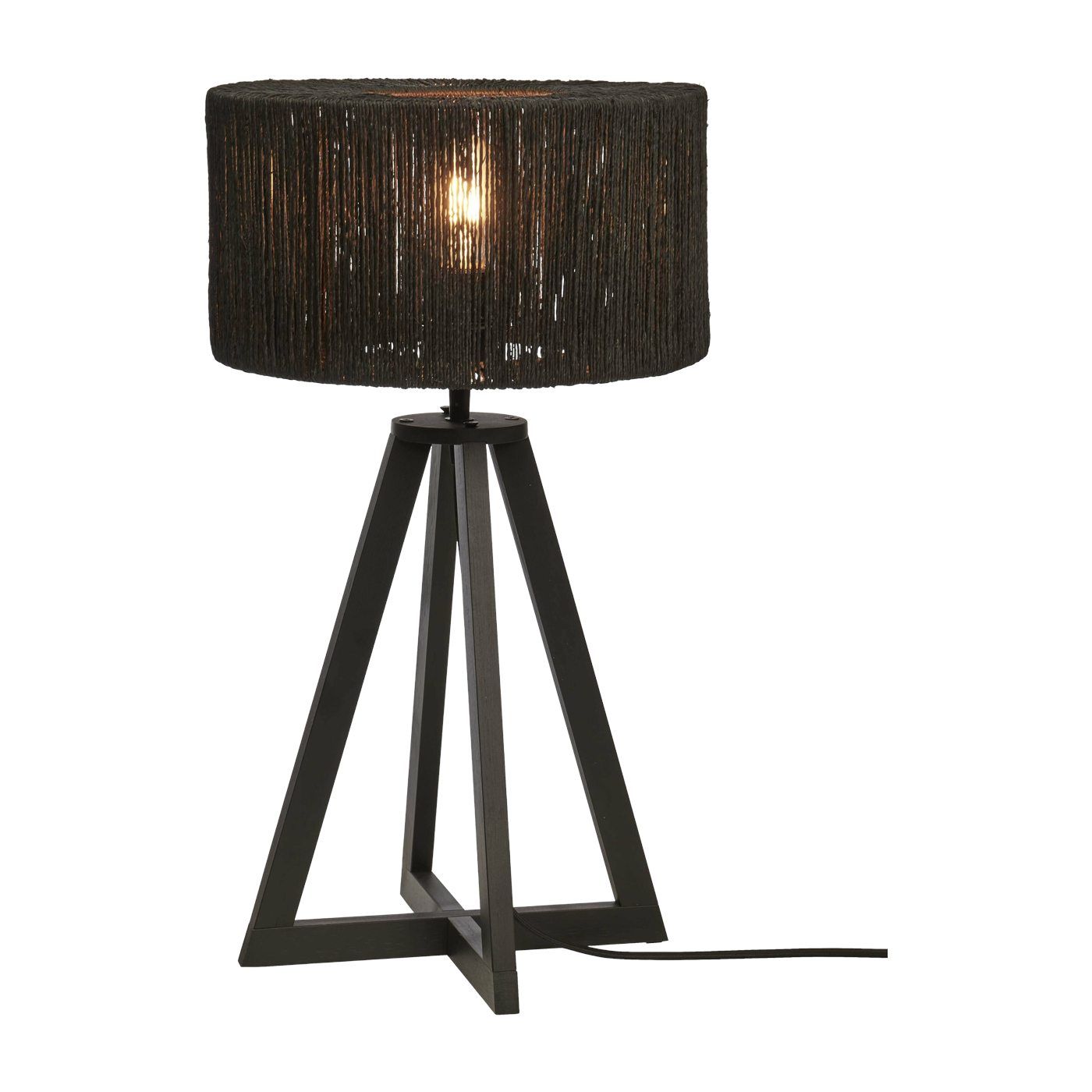 Table Lamp Iguazu 4 gambe Bamboo Bl. H. 45Cm/Shade 30X16Cm Jute. Black - Good & Mojo