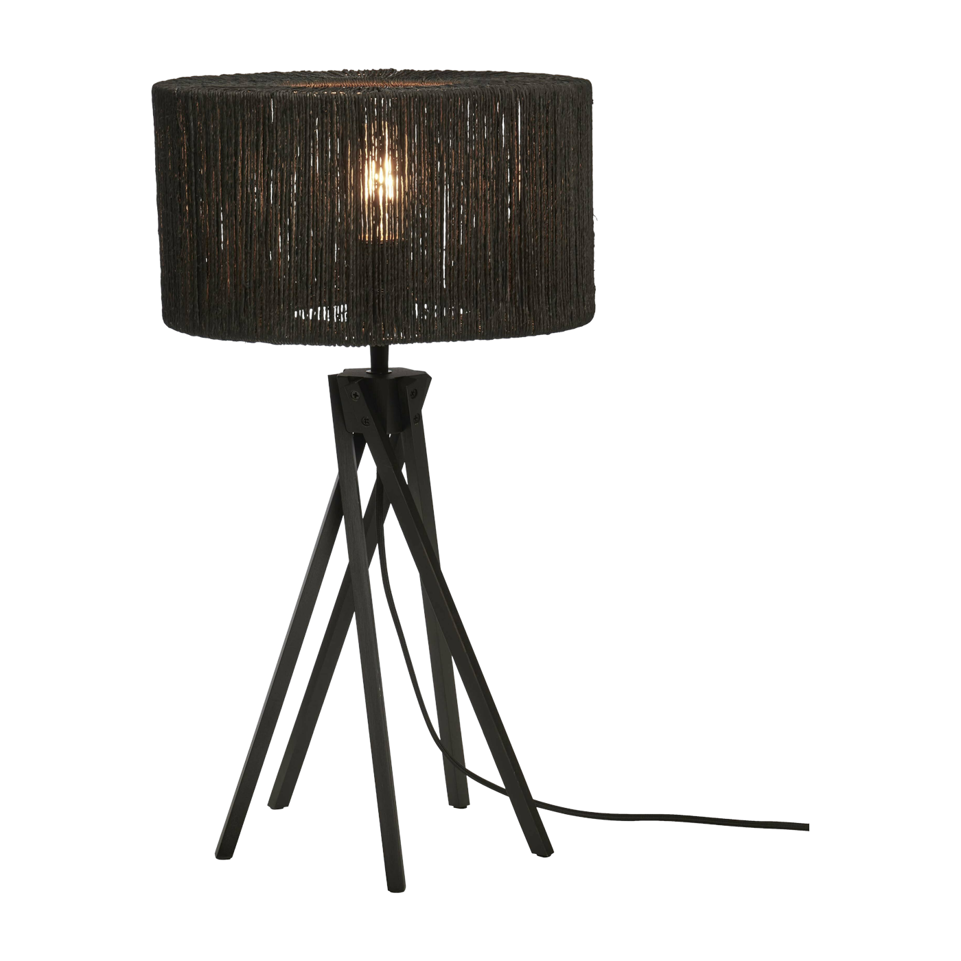 Table Lamp Iguazu 5 gambe Bamboo Bl. H. 45Cm/Shade 30X16Cm Jute. Black - Good & Mojo