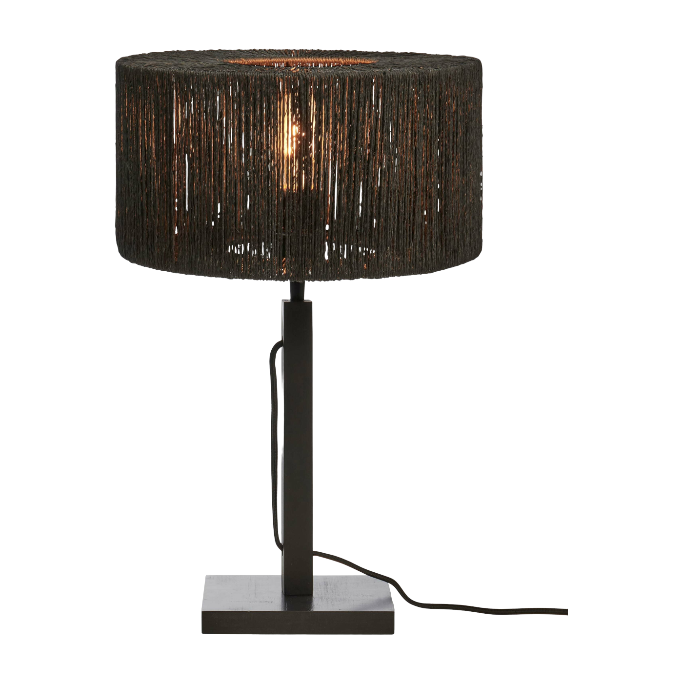 Table Lamp Iguazu Dritto Bamboo Bl. H. 37Cm/Shade 30X16Cm Juta. Black - Good & Mojo