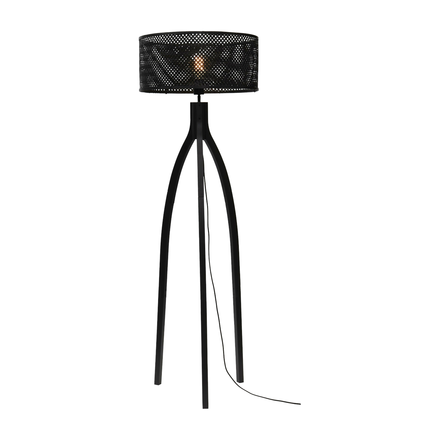 Lampadaire en bambou noir avec abat-jour en bois noir 150x50 cm Java - Good & Mojo