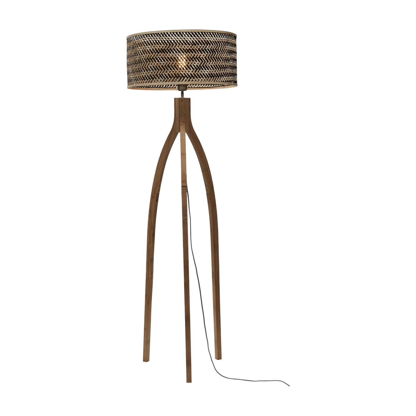 Lampadaire en bambou naturel avec abat-jour en bois noir et naturel 150x50 cm Java - Good & Mojo