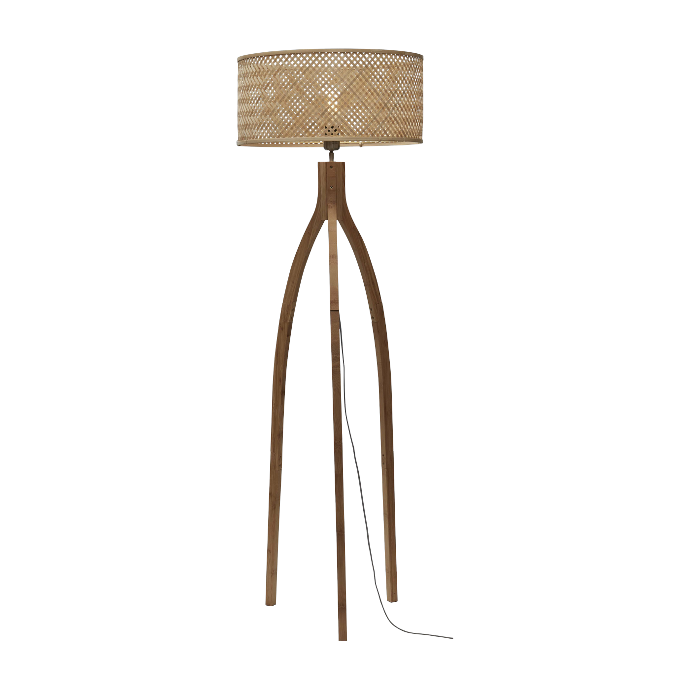 Lampadaire en bambou naturel avec abat-jour en bois naturel 150x50 cm Java - Good & Mojo