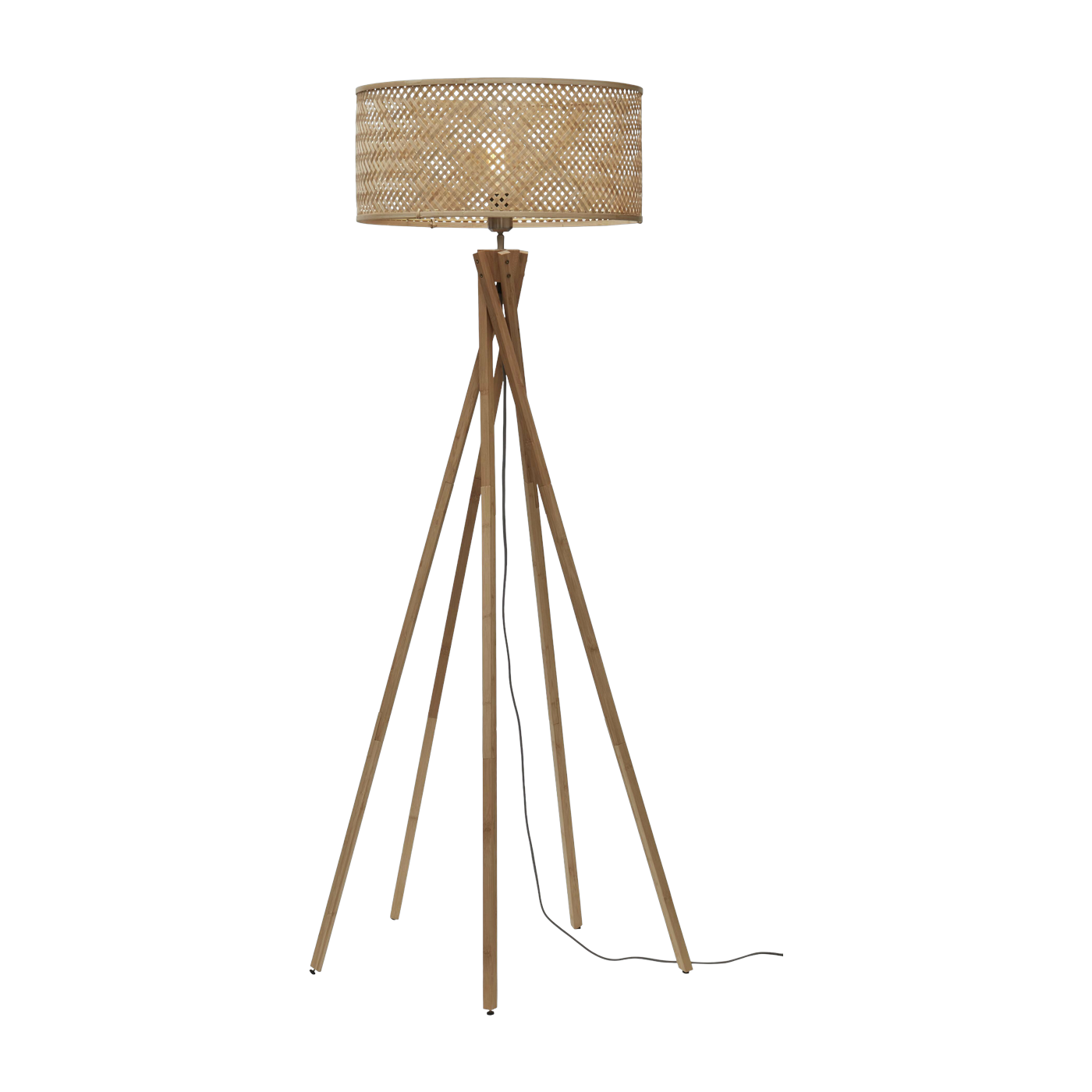Lampadaire en bambou naturel avec abat-jour en bois naturel 146x50 cm Java - Good & Mojo
