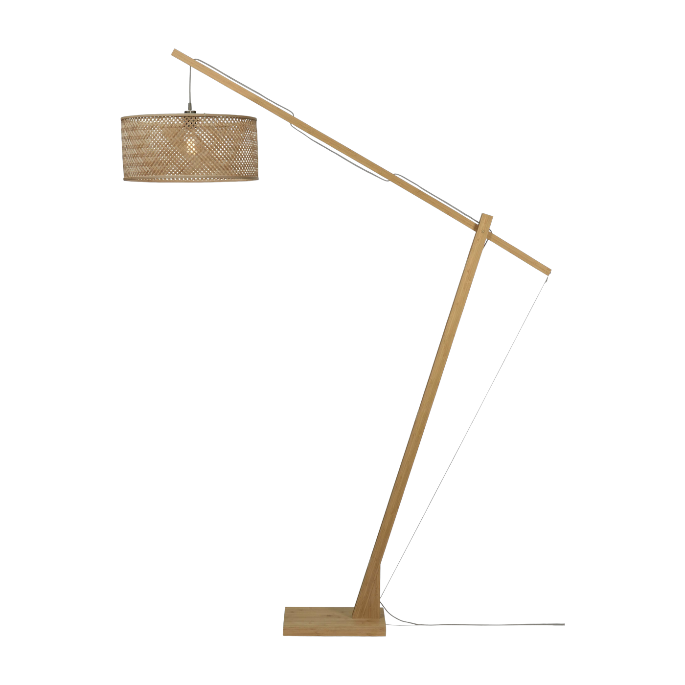 Lampadaire en bambou naturel avec abat-jour en bois naturel 207x50 cm Java - Good & Mojo