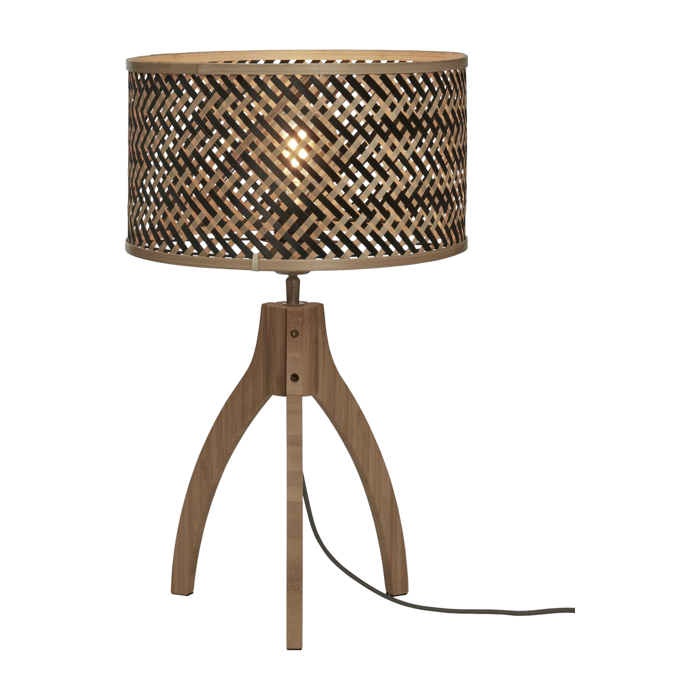 Table Lamp Java 3 gambe Bamboo Nat. H. 43Cm/Shade Dia. 32Xh. 18Cm. Bl/Nat. - Good & Mojo