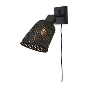 Lampe murale en bambou noir 10x10 cm Java - Good & Mojo
