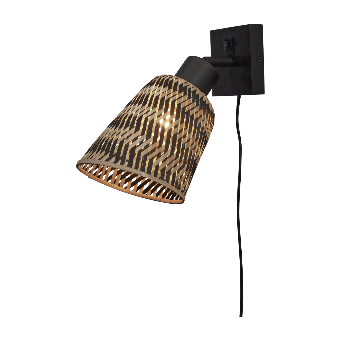Lampe murale en bambou noir et naturel 10x10 cm Java - Good & Mojo