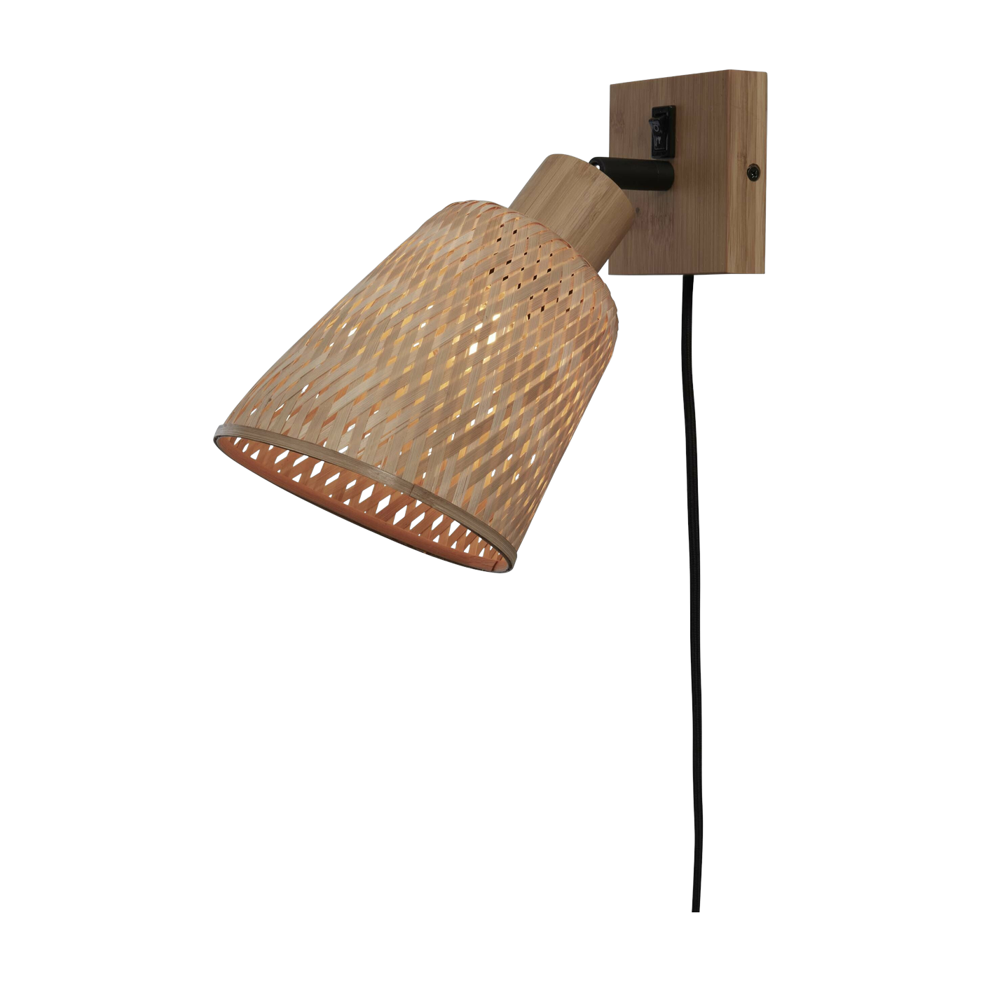 Lampe murale en bambou naturel tressé 10x10 cm Java - Good & Mojo