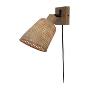 Natural woven bamboo wall lamp 10x10 cm Java - Good & Mojo