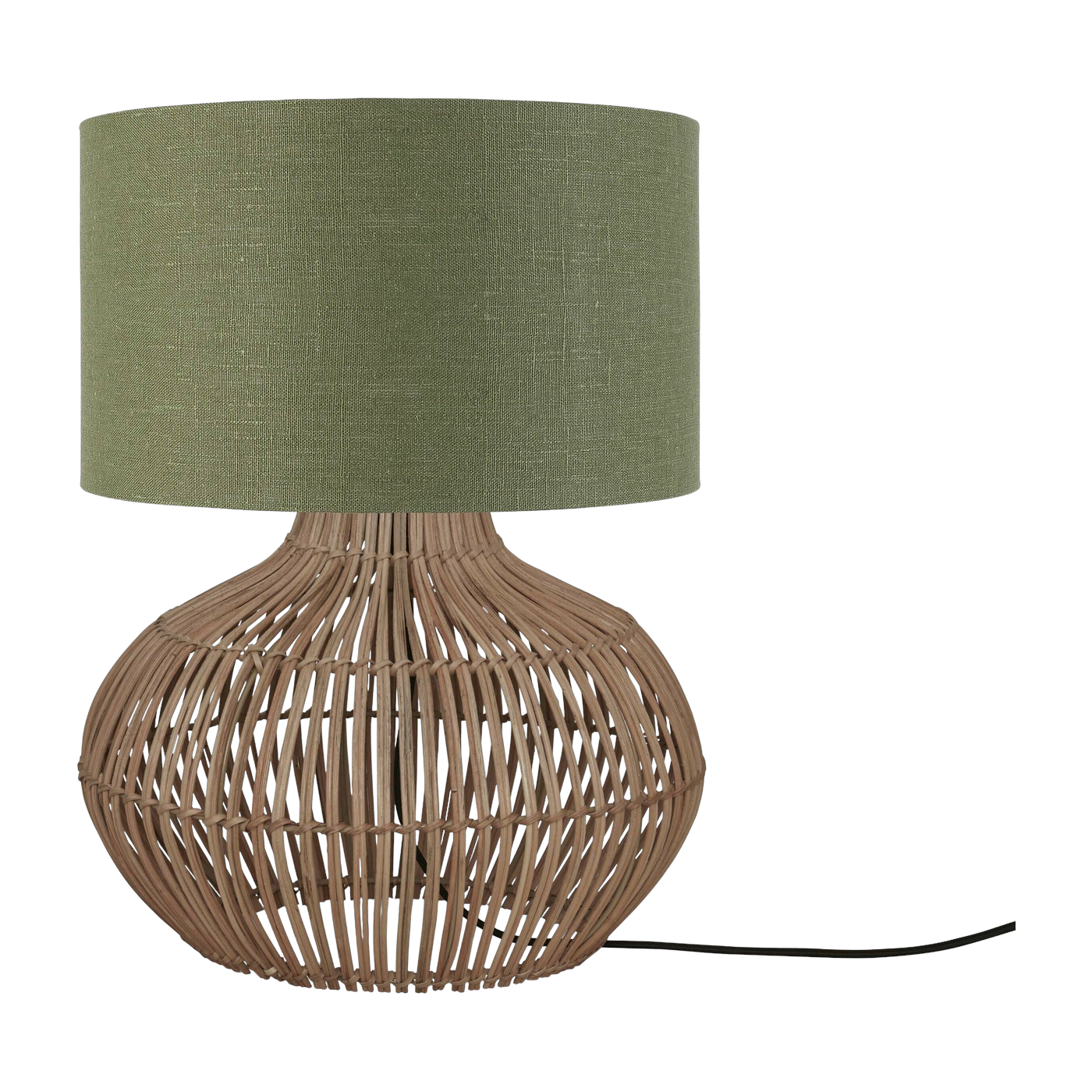 Lampe à poser en rotin avec abat-jour en lin vert 32x20cm Kalahari - Good & Mojo