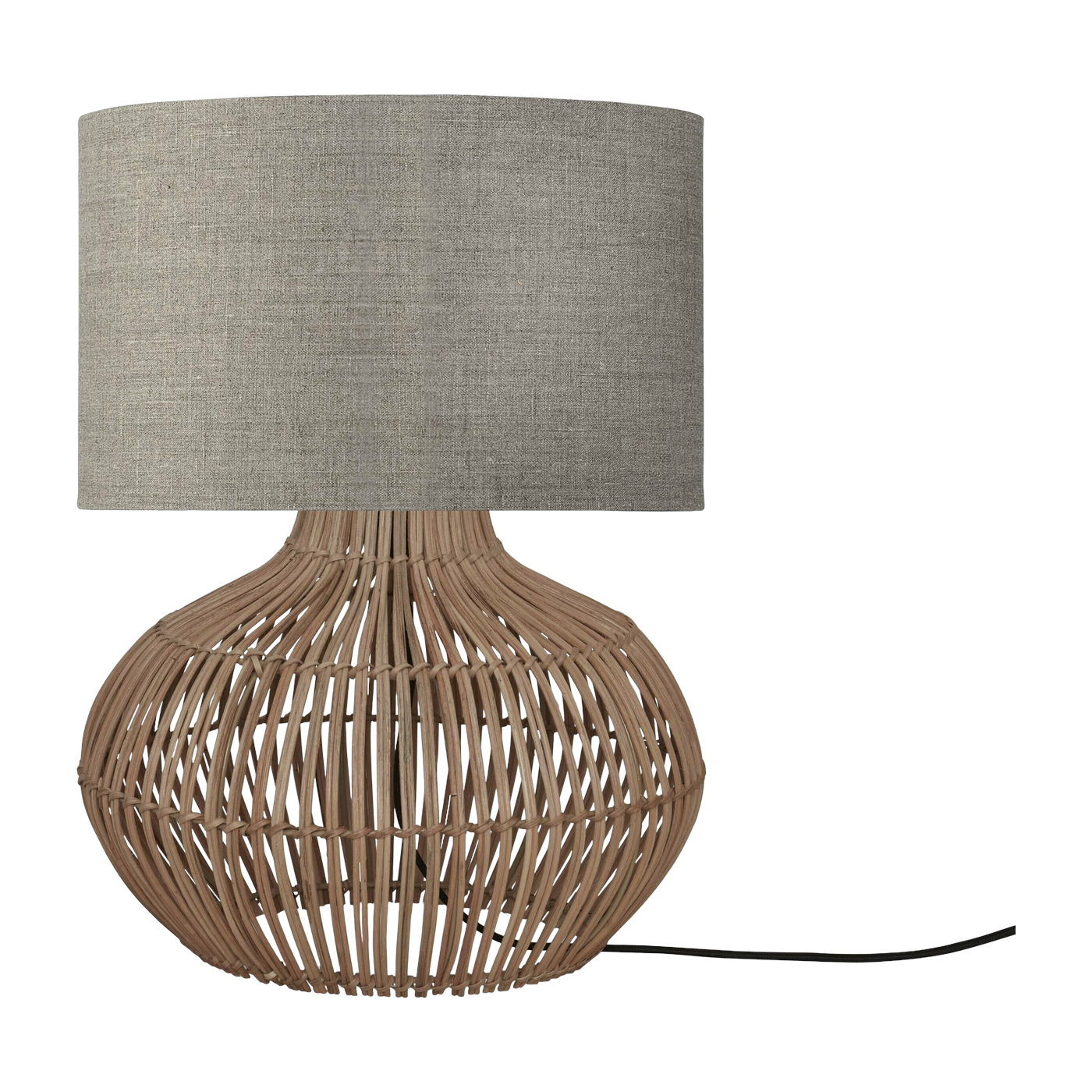 Lampe à poser en rotin avec abat-jour en lin foncé 32x20cm Kalahari - Good & Mojo