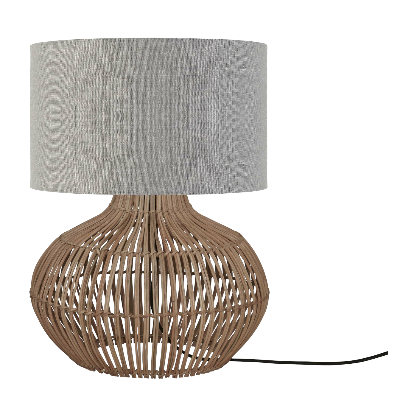 Table Lamp Kalahari S Rattan 48Cm/Shade 32X20Cm Linen. grey - Good & Mojo