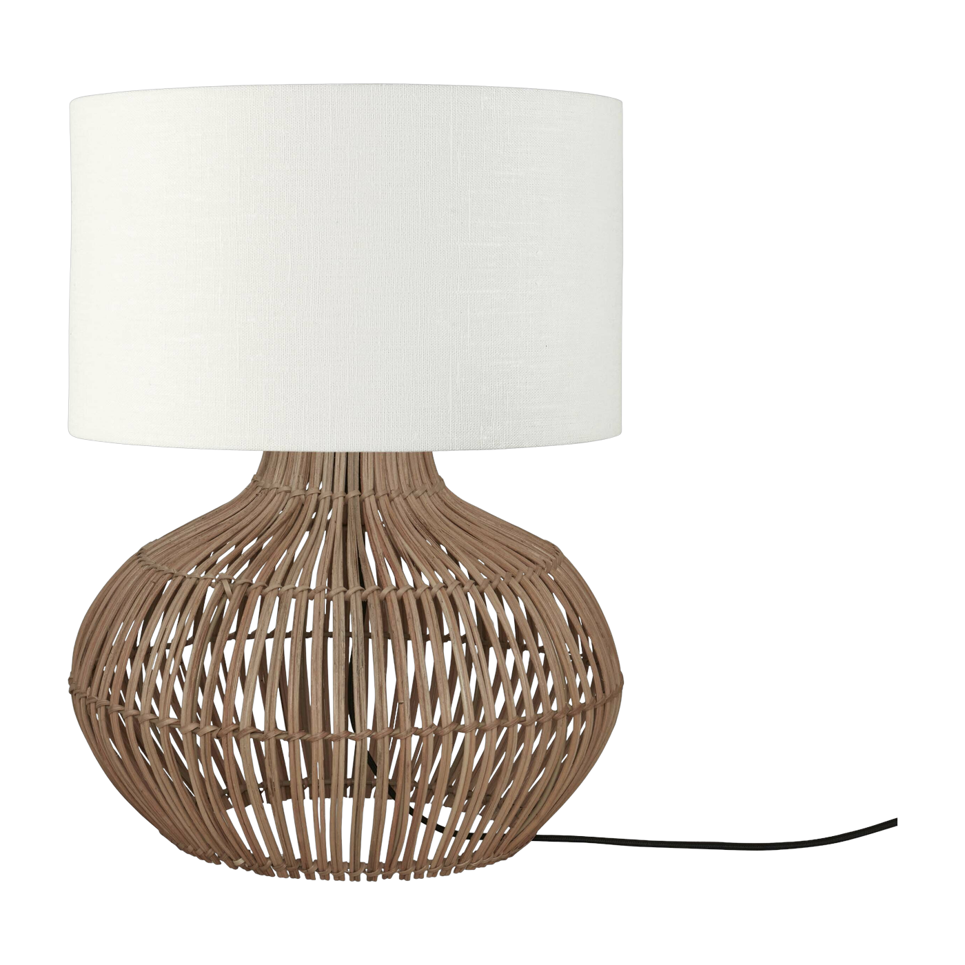 Lampe à poser en rotin avec abat-jour en lin blanc 32x20cm Kalahari - Good & Mojo