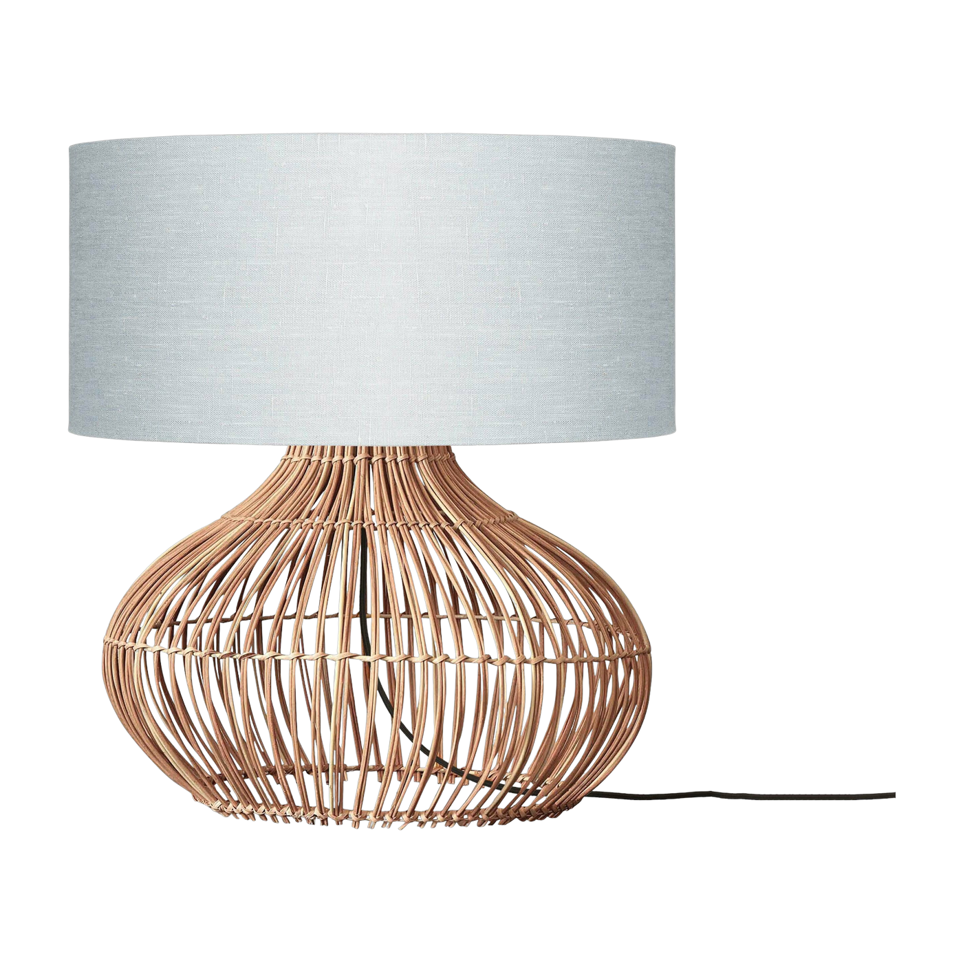 Table Lamp Kalahari L Rattan 65Cm/Shade 47X23Cm Lino. L. grigio - Good & Mojo