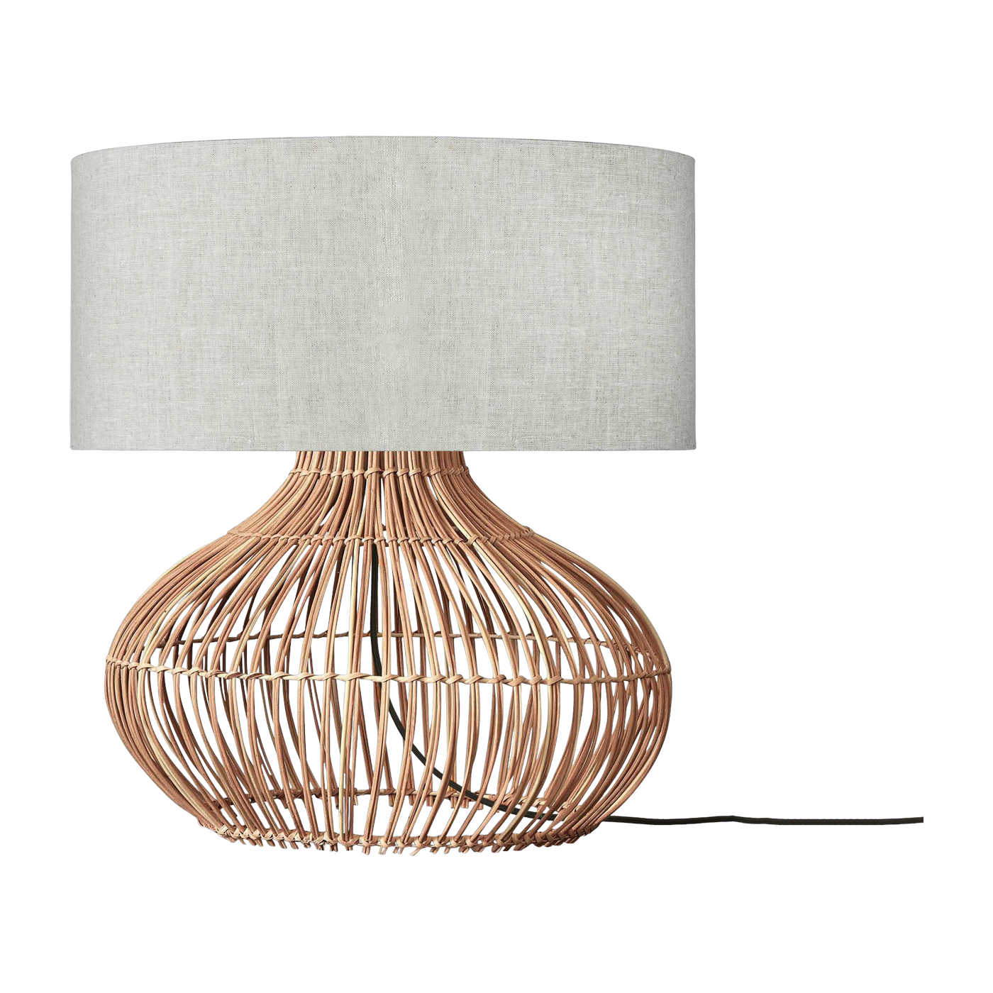 Table Lamp Kalahari L Rattan 65Cm/Shade 47X23Cm Lino. Light - Good & Mojo
