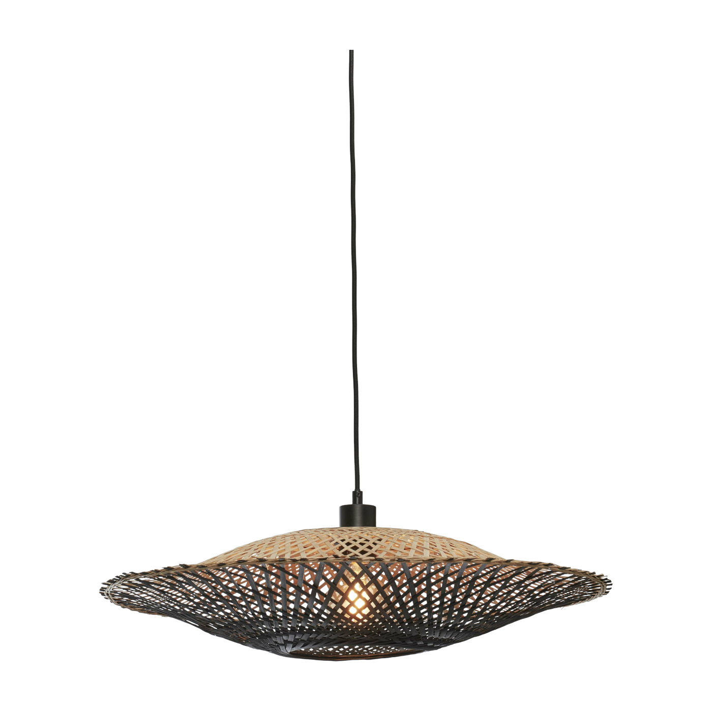 Lampe suspendue en bambou noir et naturel 60x15 cm Kalimantan - Good & Mojo
