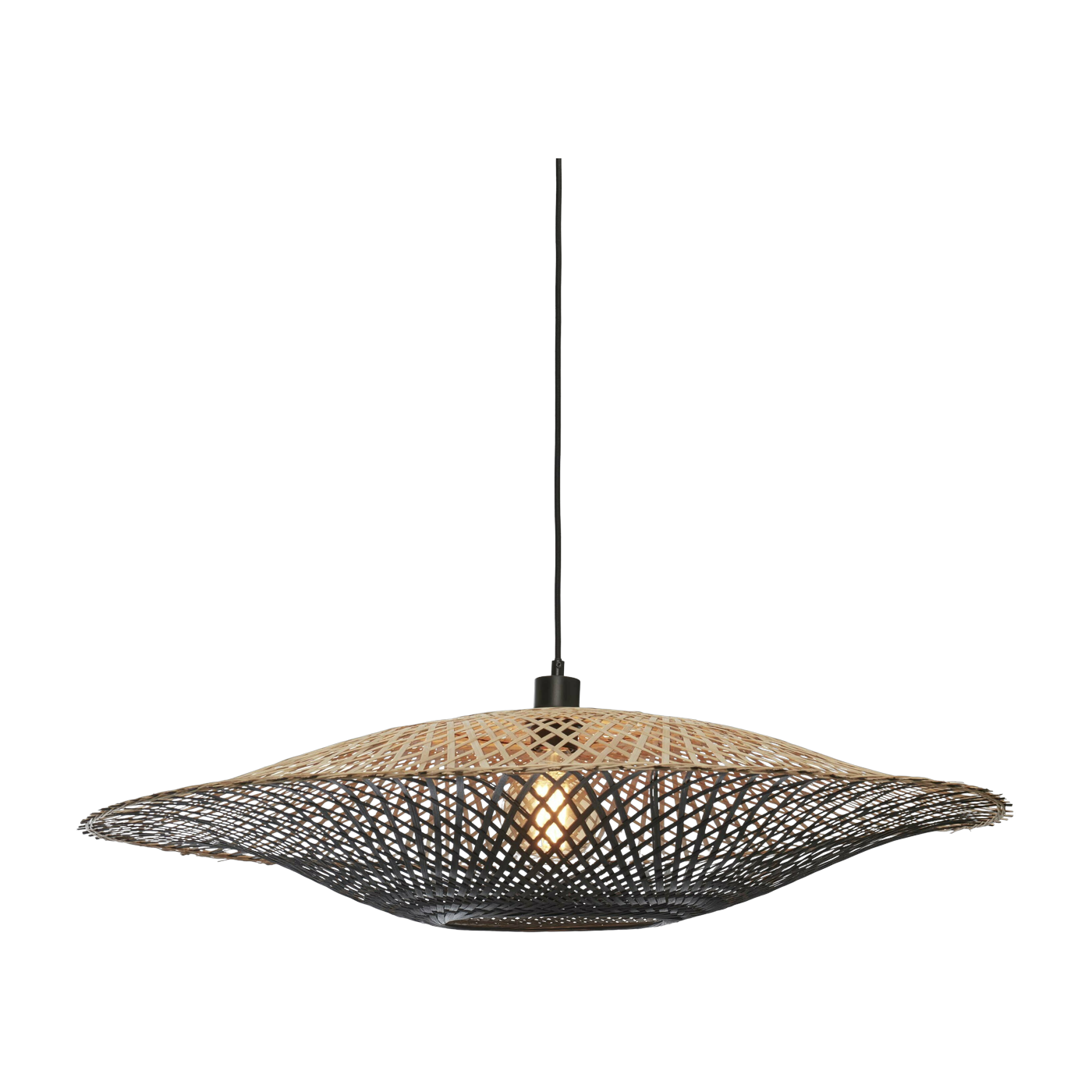 Lampe suspendue en bambou noir et naturel 87x20 cm Kalimantan- Good & Mojo