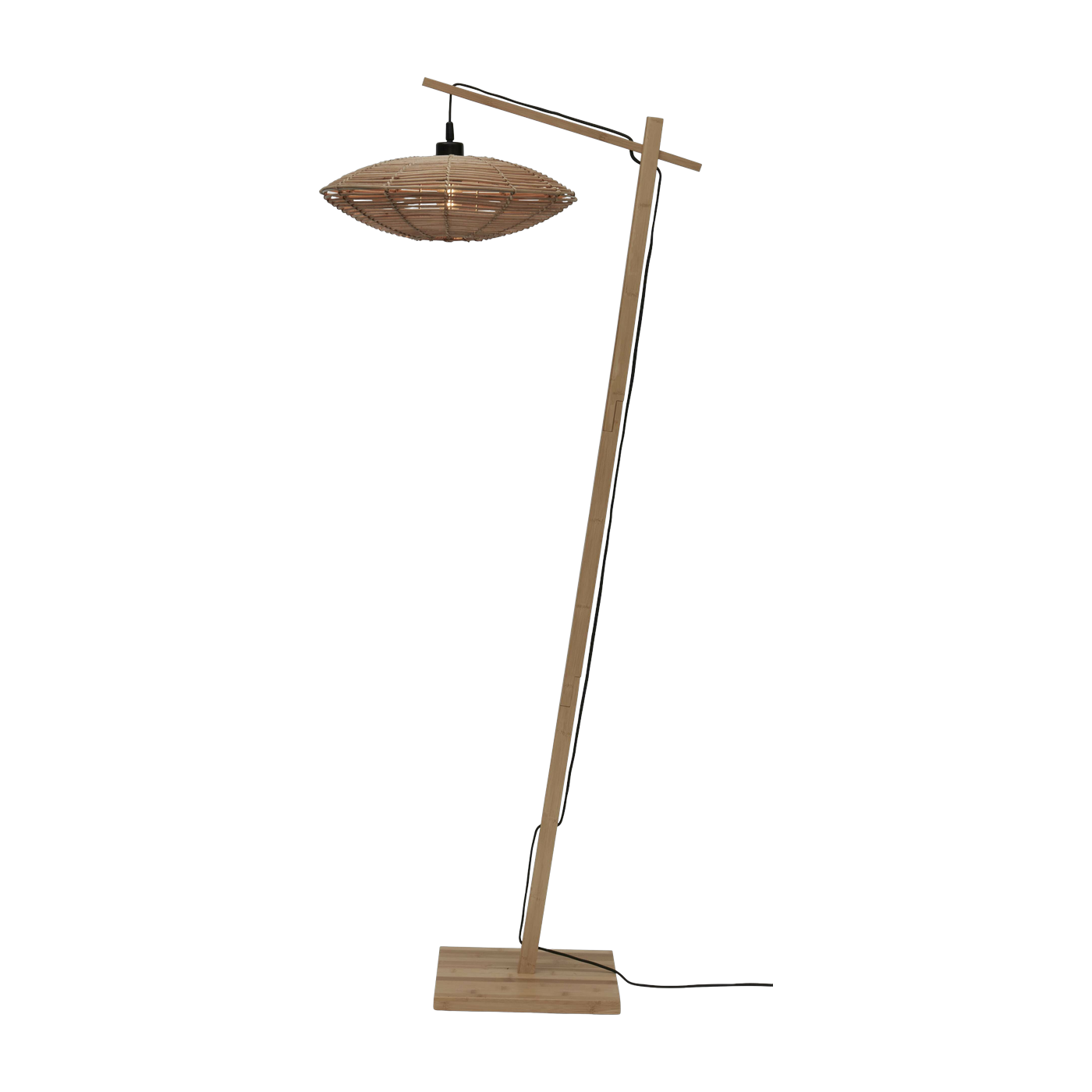 Lampadaire en bambou naturel avec abat-jour en bois naturel 150x40 cm Tanami  - Good & Mojo