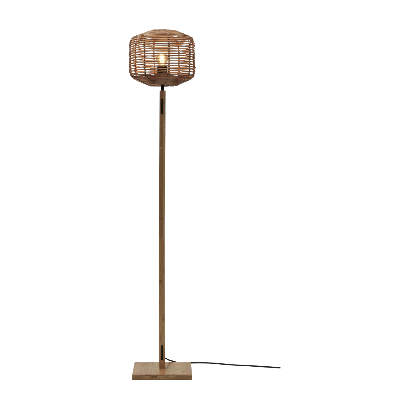Lampadaire en bambou naturel avec abat-jour en bois naturel 130x25 cm Tanami  - Good & Mojo