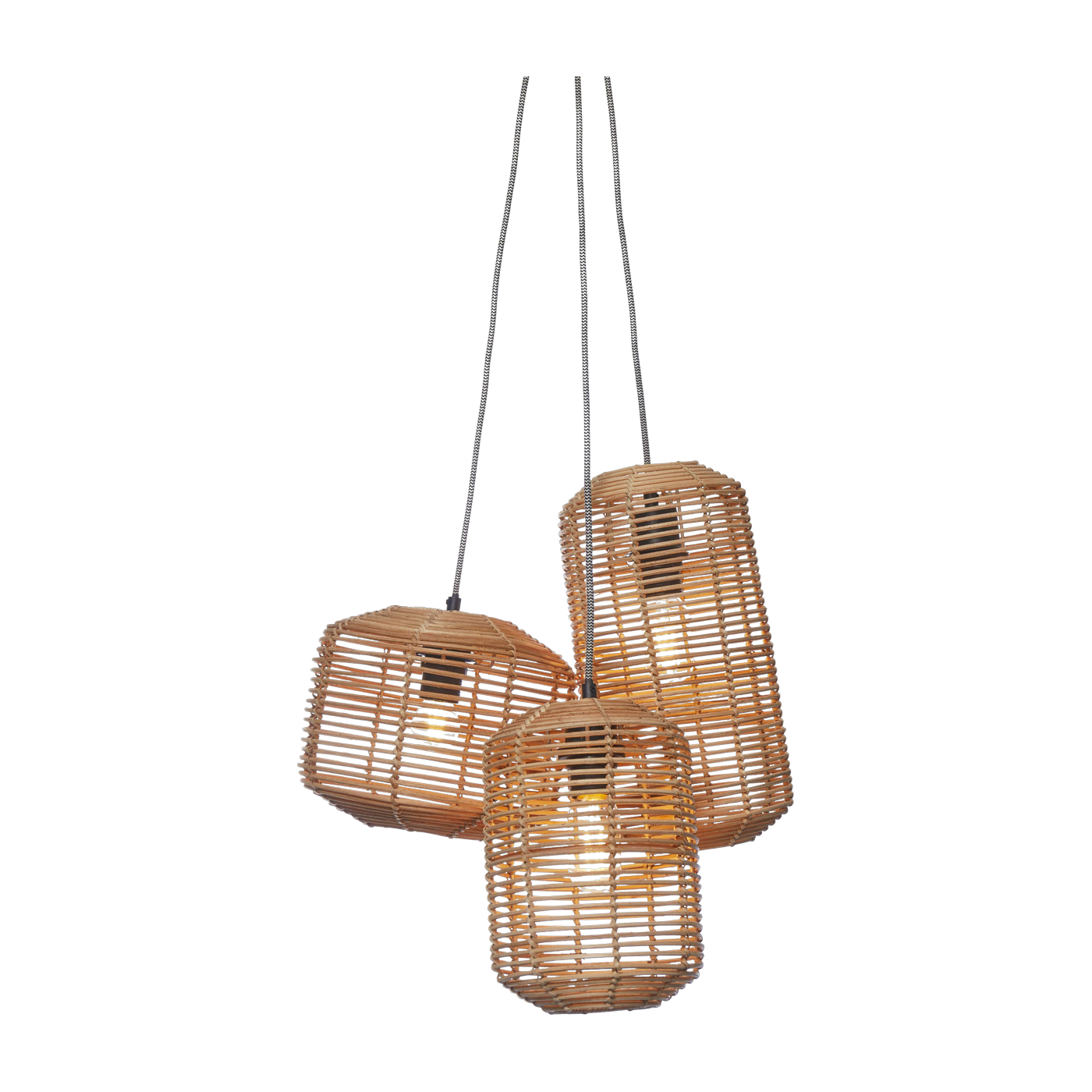 Hanging Lamp Tanami Rattan/3-Shade 18Xh.25Cm + 18Xh.35Cm + 25Xh.20Cm Ass.. Nat. - Good & Mojo