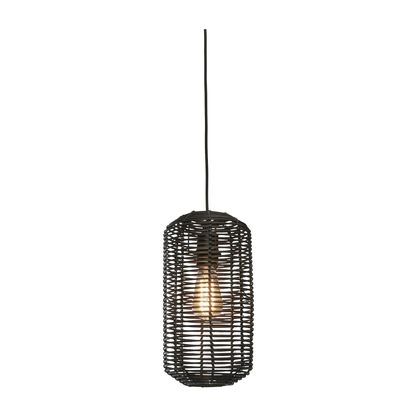 Hanging Lamp Tanami L Rattan Tube Dia.18Xh.35Cm. Black - Good & Mojo