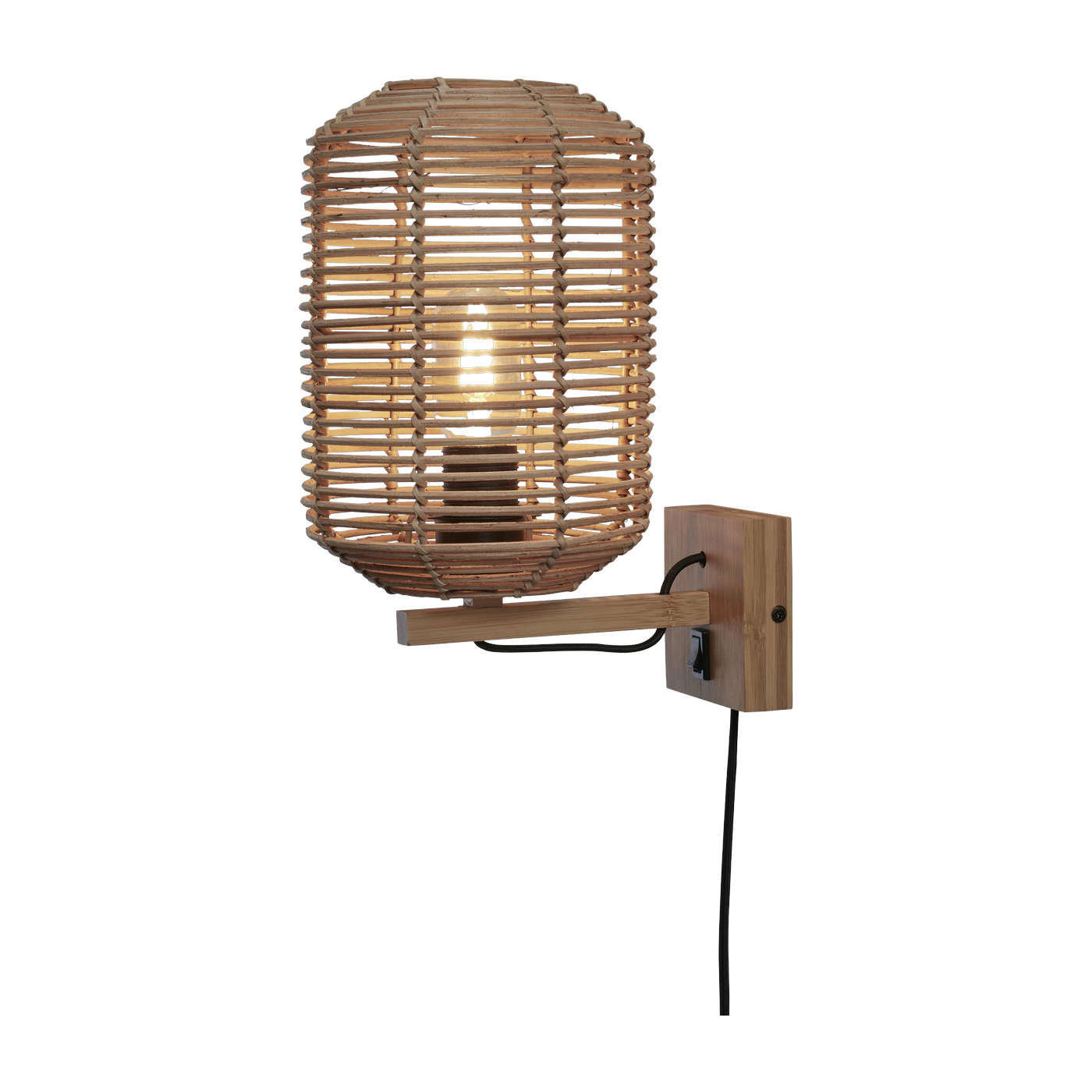 Lampe murale tube en rotin naturel 18x25 cm Tanami - Good & Mojo