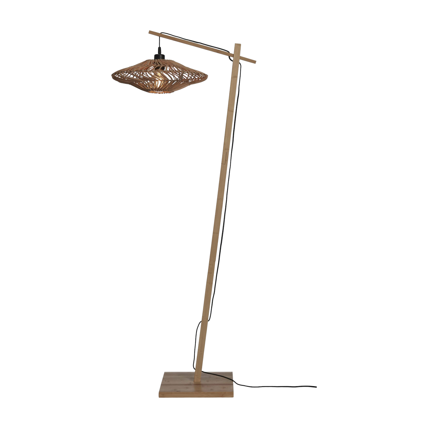 Lampadaire en bambou naturel avec abat-jour en bois naturel 150x40 cm Zanzibar - Good & Mojo