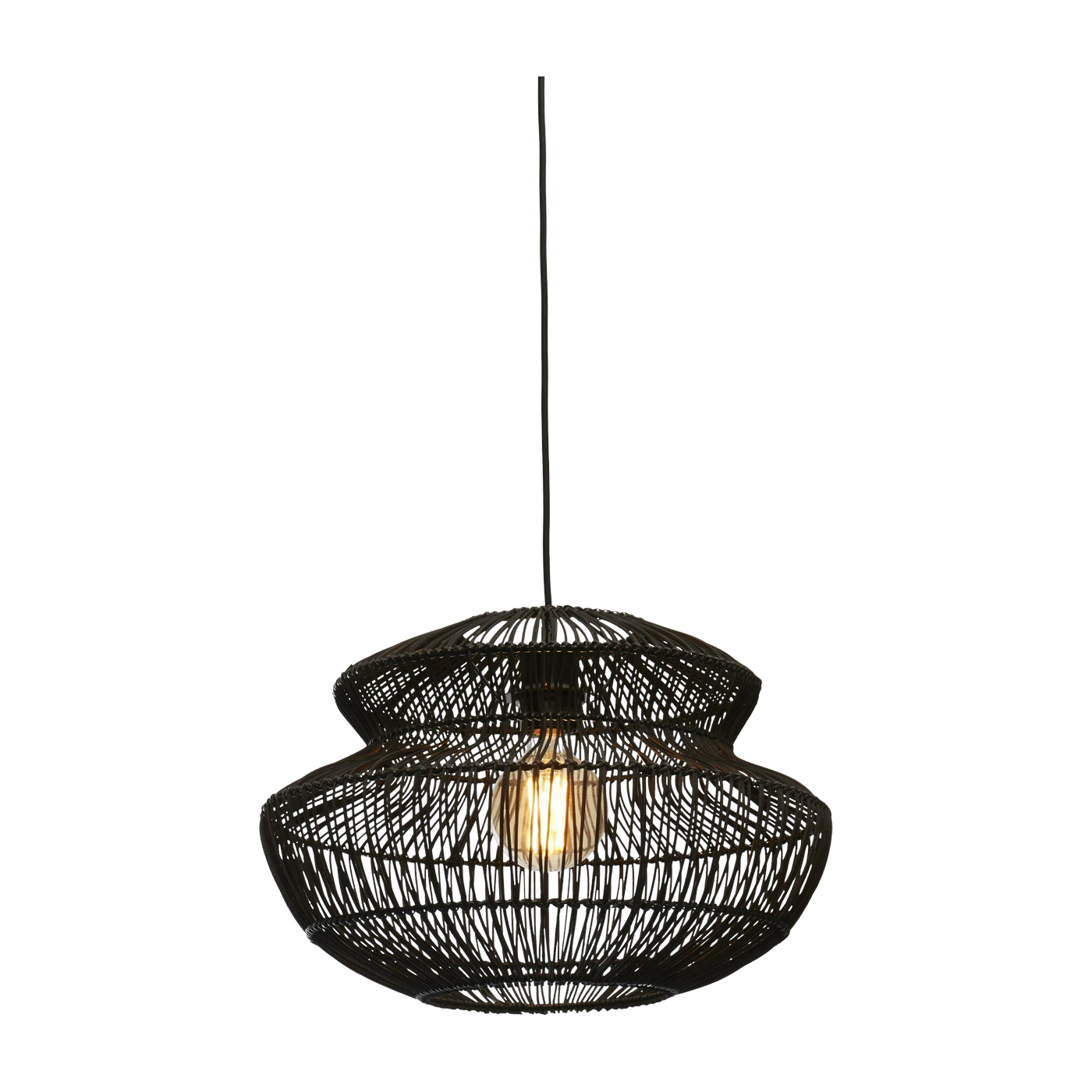 Hanging Lamp Zanzibar Rattan/Round Dia.40Xh.30Cm. Black - Good & Mojo