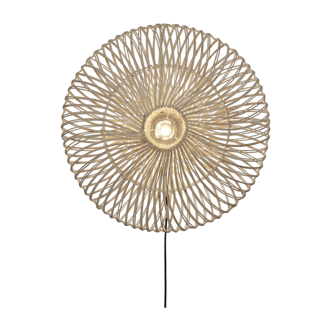 Wall Lampada Zanzibar L Rattan/ Flat Dia. 55Xh. 14Cm. Bianco - Good & Mojo