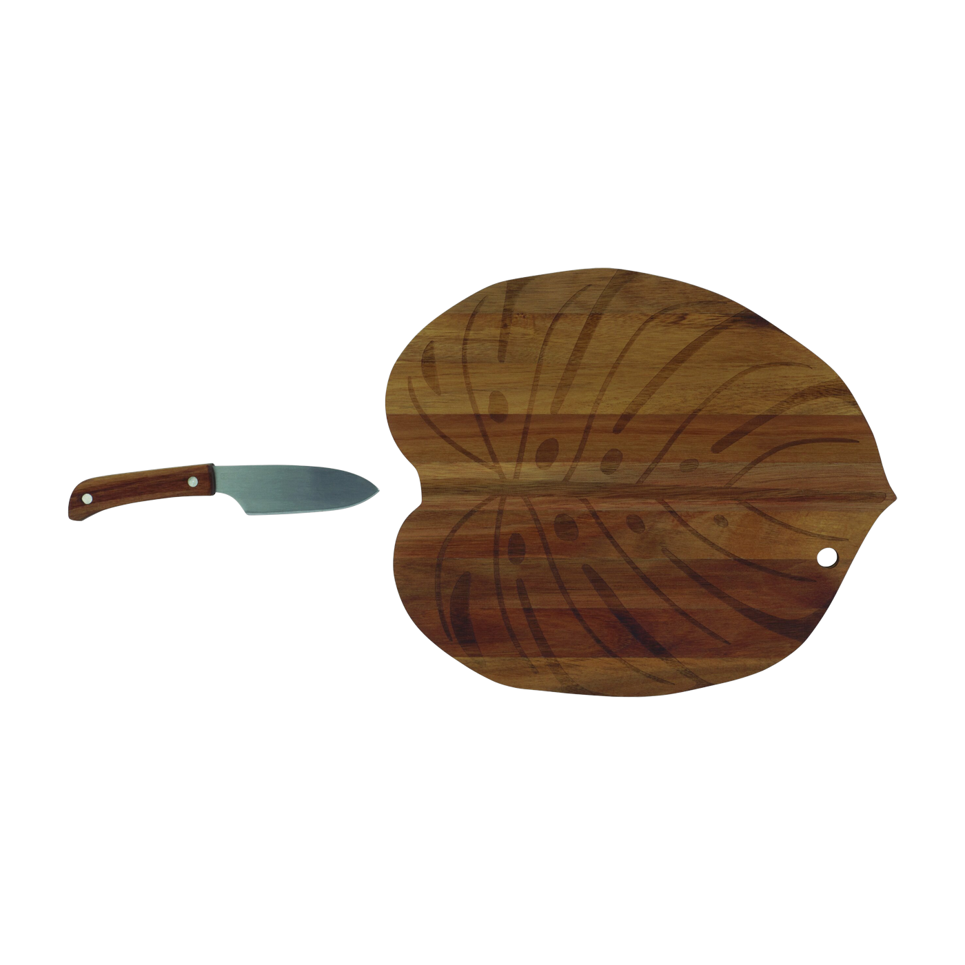 Servierbrett in Form eines Blattes mit Messer Monstera -. DOIY