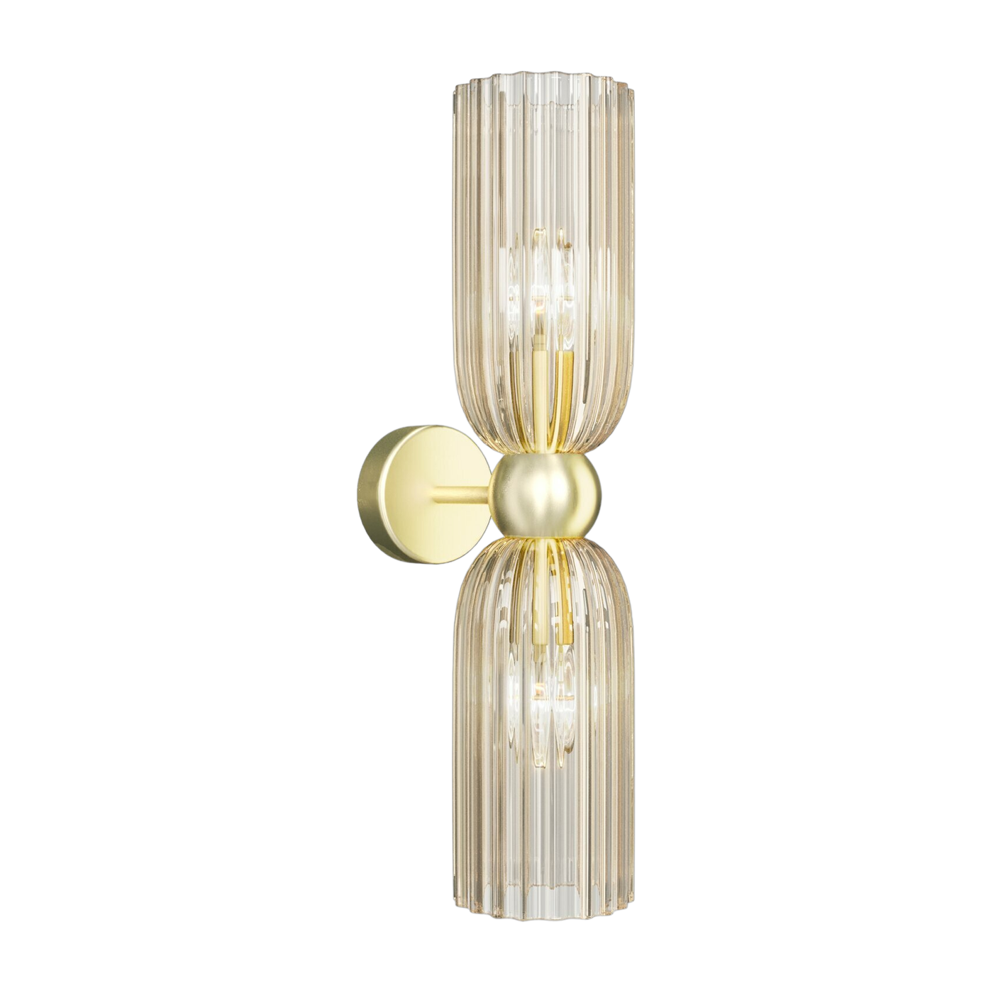 Wall sconce in cast glass cognac and gold metal frame Antic - Maytoni