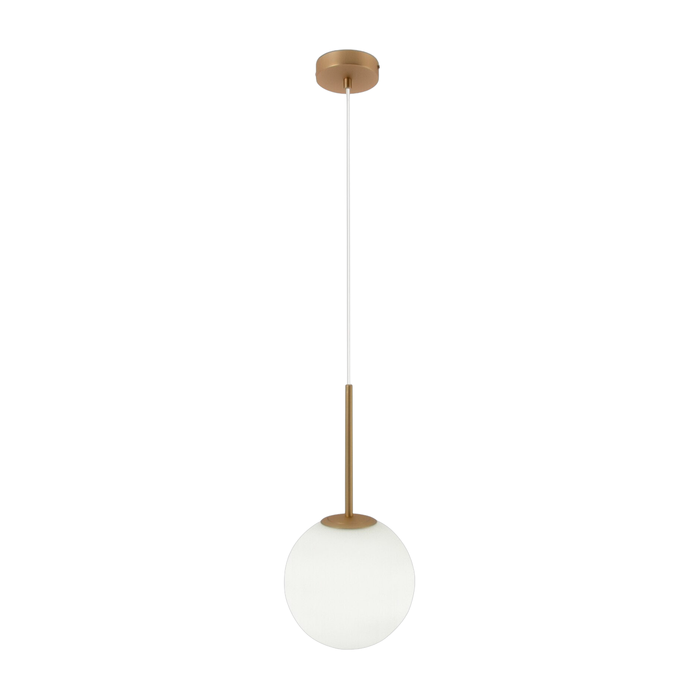 Suspension avec armature en métal doré et globe en verre blanc mat 40 cm Basic form - Maytoni
