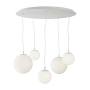 Suspension à 5 globes en verre et métal blanc 110 cm Basic form - Maytoni