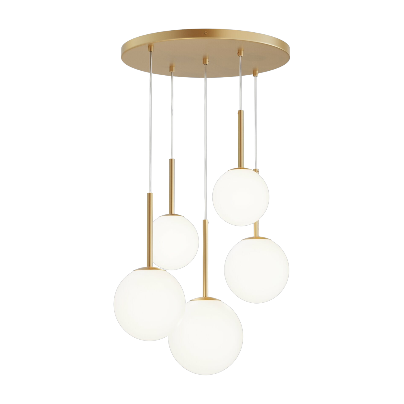 Suspension à 5 globes en verre et métal doré 180 cm Basic form - Maytoni