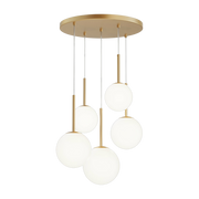 Suspension à 5 globes en verre et métal doré 180 cm Basic form - Maytoni