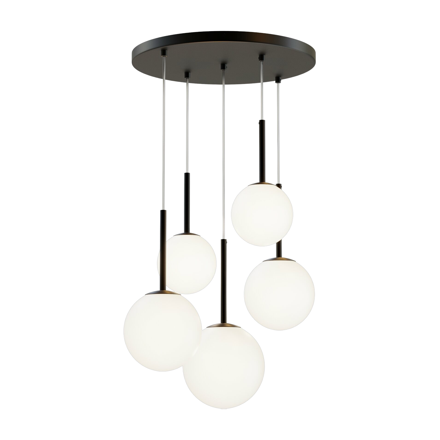 Suspension à 5 globes en verre et métal noir 180 cm Basic form - Maytoni