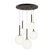Lampada a sospensione con 5 globes in vetro e metallo nero da 180 cm Basic form - Maytoni