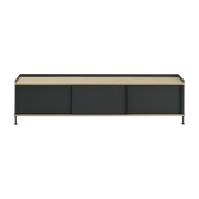 Sideboard in black folded steel and natural oak 48 x 186 cm Enfold - Muuto