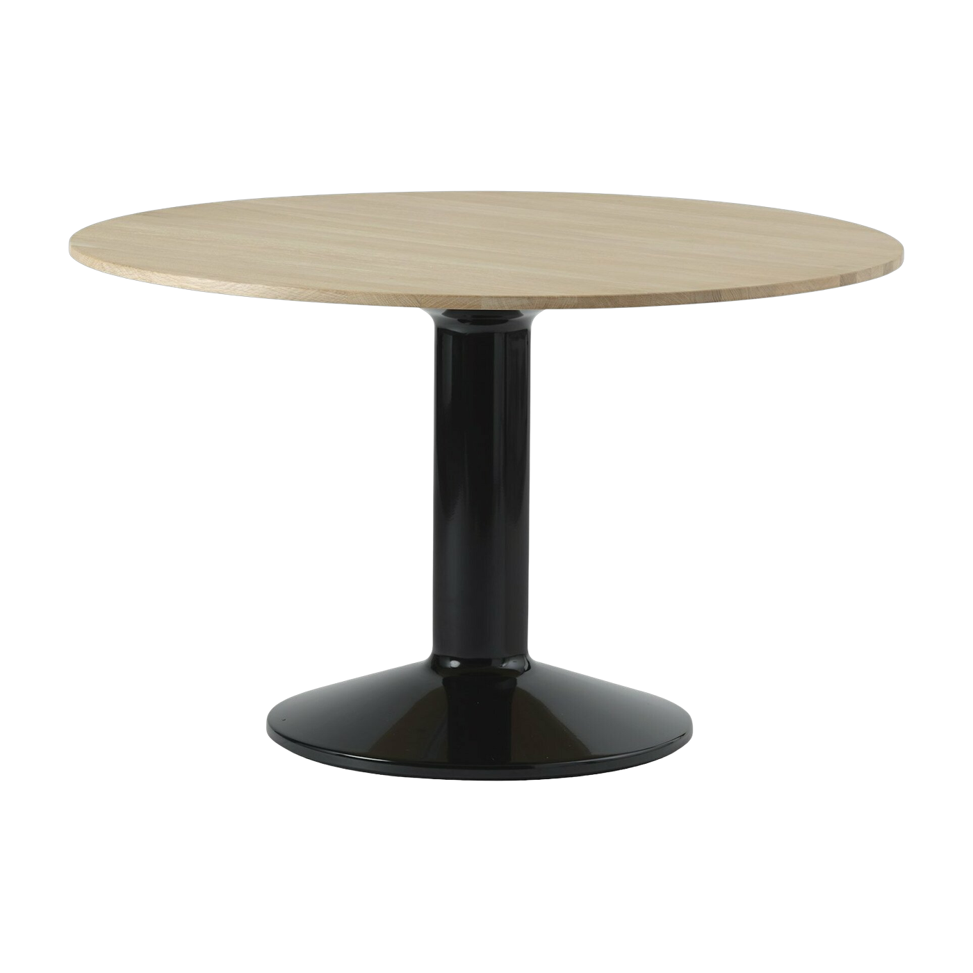 Table à manger ronde en chêne massif huilé et piètement noir 120 cm Midst - Muuto