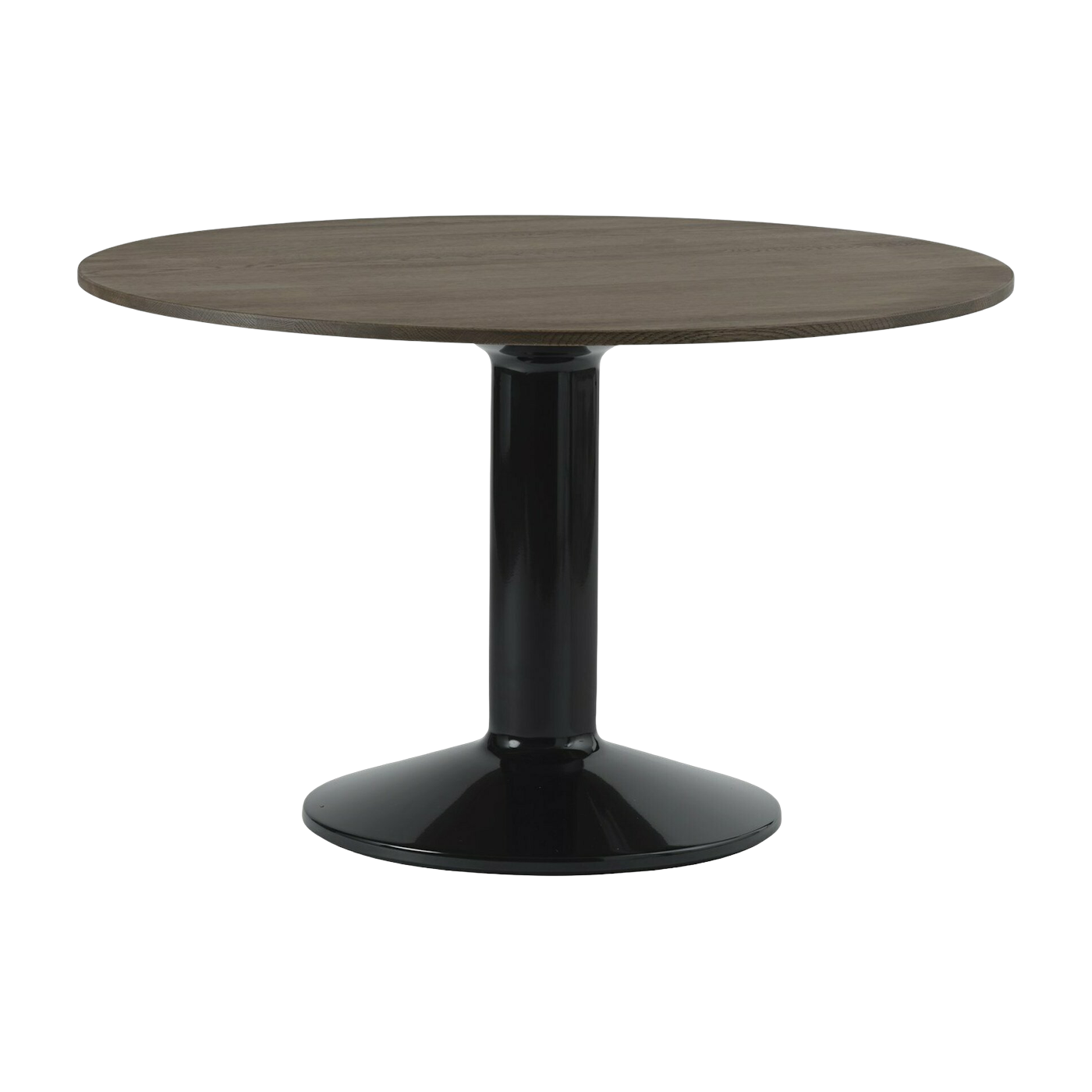 Table à manger ronde en chêne massif foncé et piètement noir 120 cm Midst - Muuto
